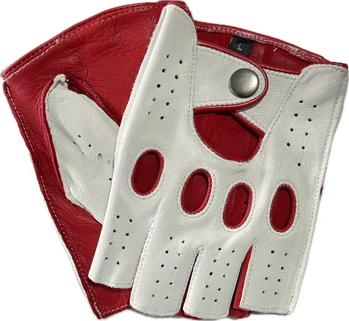 Leather Driving Glove - Retro Half Finger Goat Leather Gloves