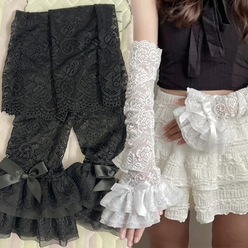 Hollow Out Lace Long Arm Sleev - Fingerless Glove Knit avis et prix