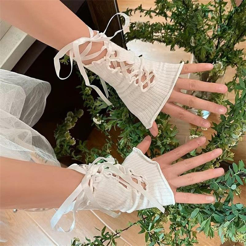 Women Lace‑Up Fingerless Arm S - Fingerless Glove Knit avis et prix
