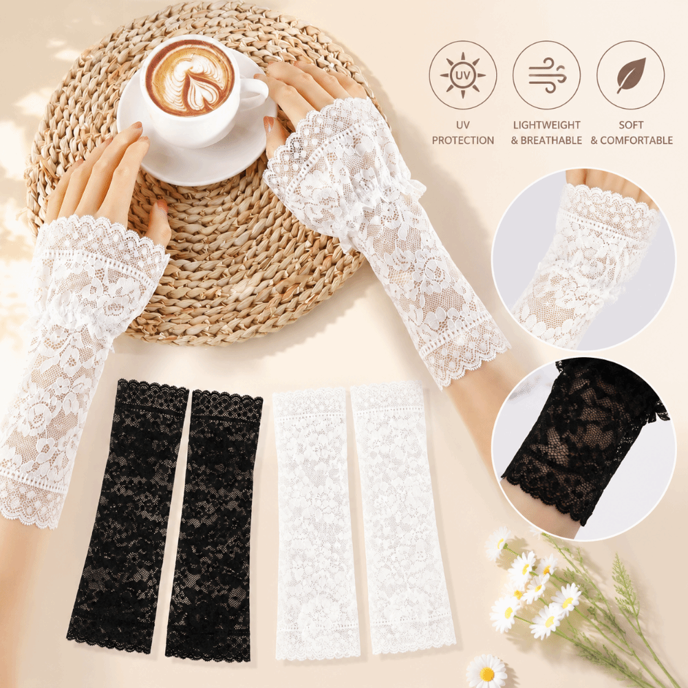Lace Ruffles Pleated Detachabl - Fingerless Glove Knit avis et prix