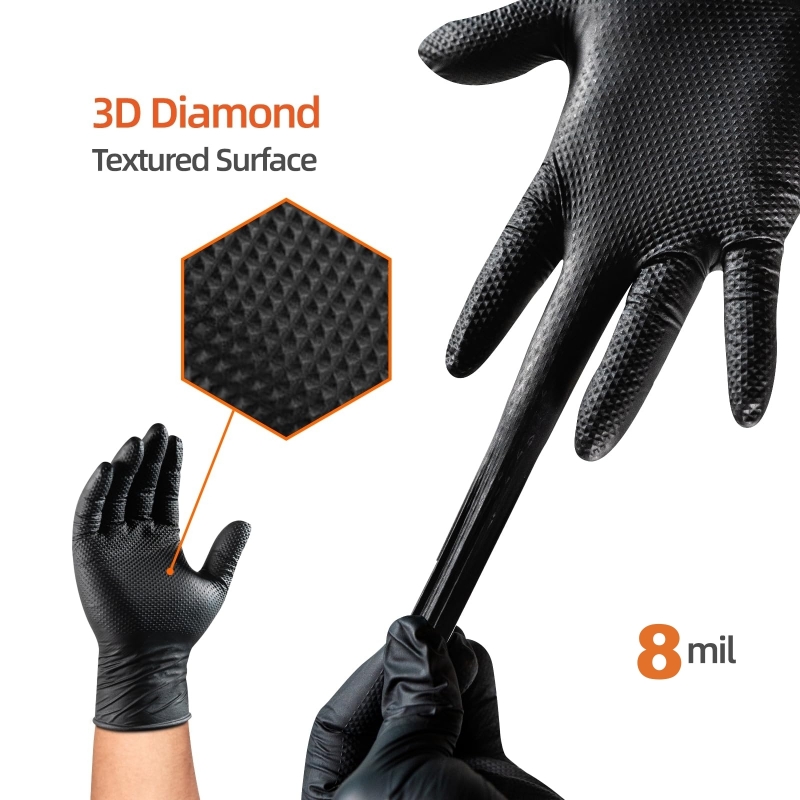 8Mil Heavy Duty Black Nitrile  - Nitrile Mechanic Glove avis et prix