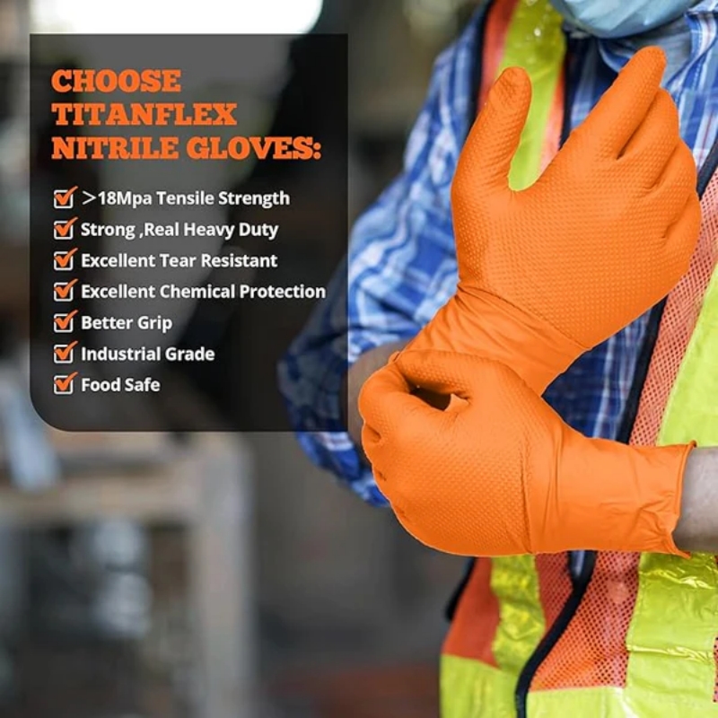 Heavy Duty Orange Nitrile Glov - Nitrile Mechanic Glove avis et prix