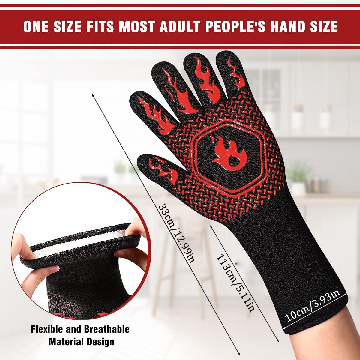 BBQ Grill Gloves High Temp Res - Oven Mitt Silicone avis et prix