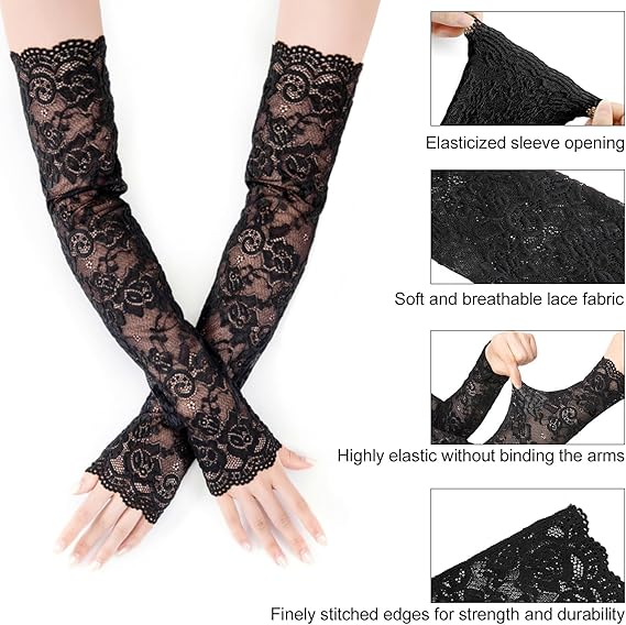 New 1Pair Sexy Lace Hollow-Out - Fingerless Glove Knit avis et prix