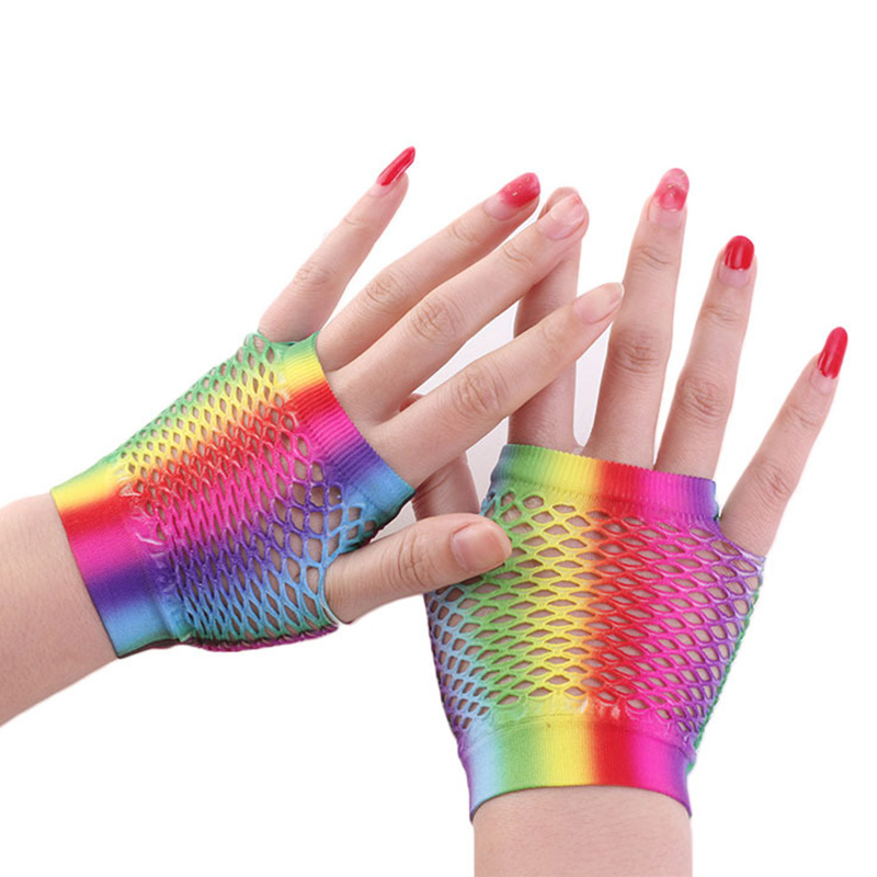 Ladies Sexy Rainbow Color Shor - Fingerless Glove Knit avis et prix