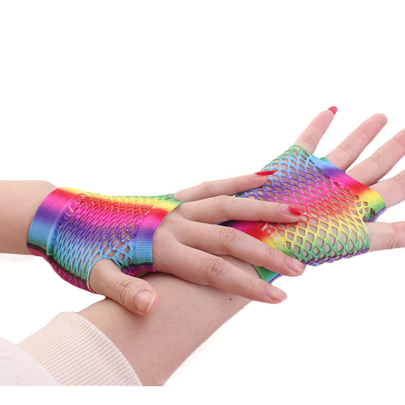 Ladies Sexy Rainbow Color Shor - Fingerless Glove Knit avis et prix