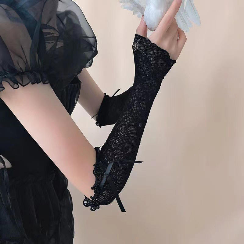 Summer Long Lace Ruffle Mesh F - Fingerless Glove Knit avis et prix