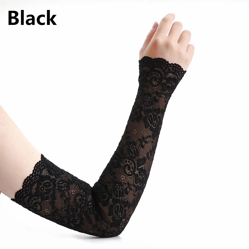 1 Pair  Sunscreen Lace Arm Sle - Fingerless Glove Knit avis et prix