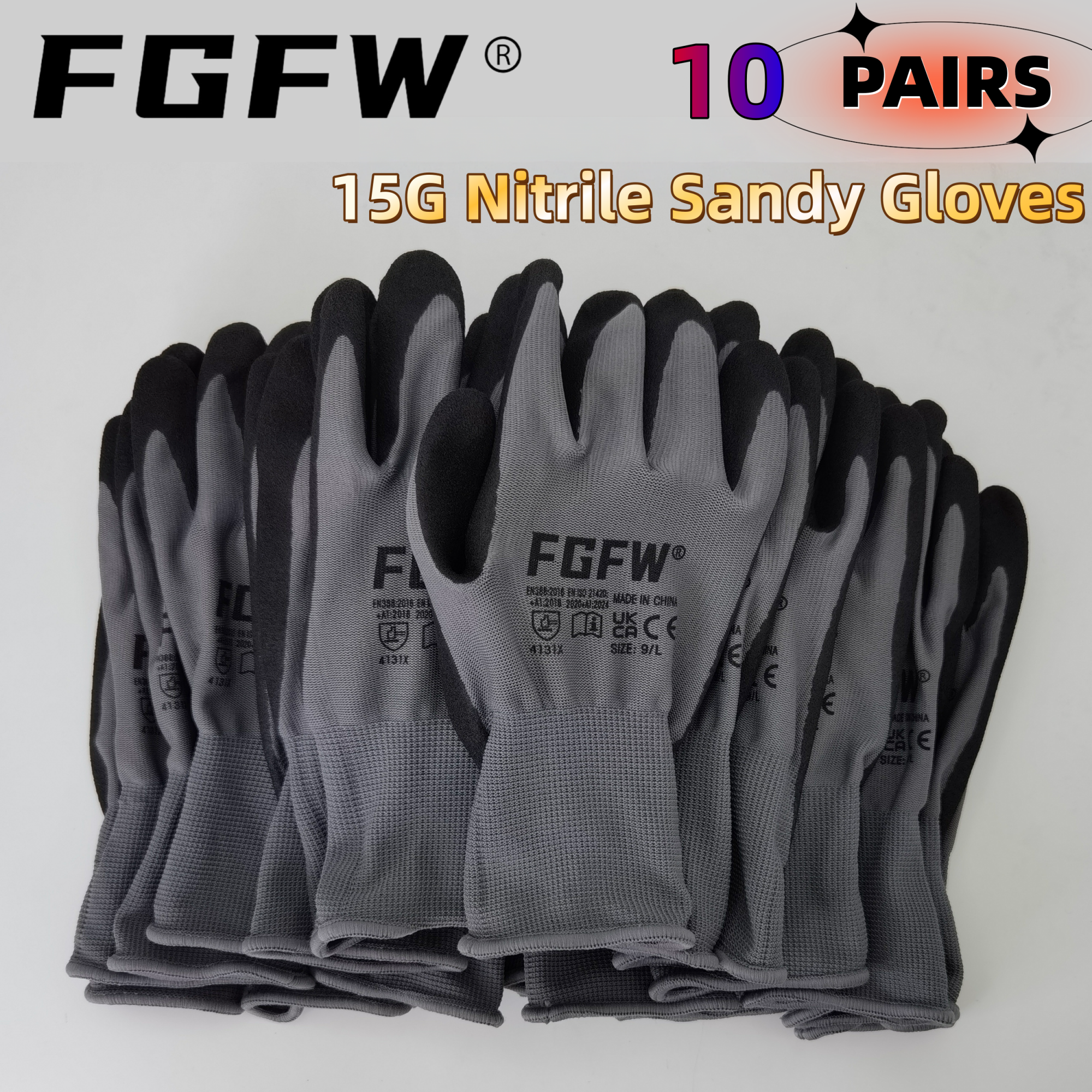 FGFW 10 Pairs Gray Nitrile San - Nitrile Mechanic Glove avis et prix