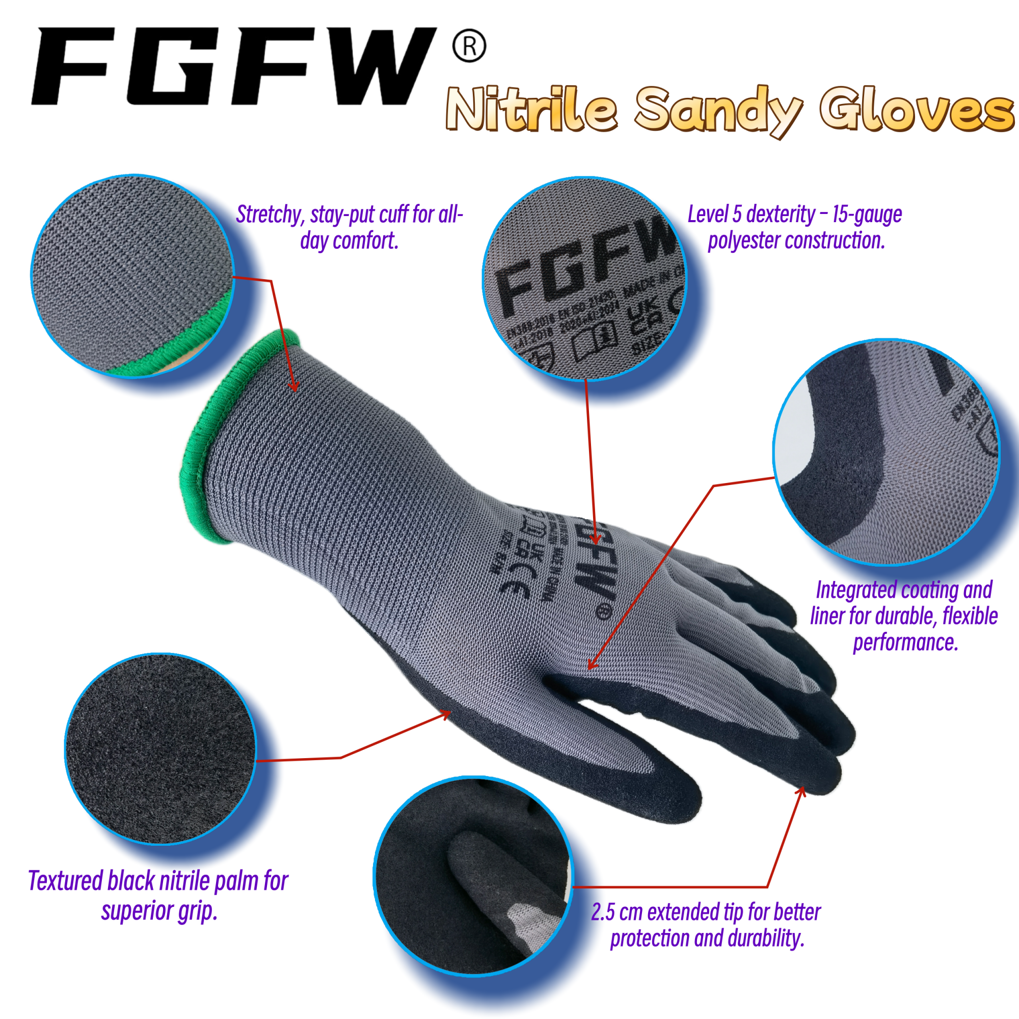 FGFW 10 Pairs Gray Nitrile San - Nitrile Mechanic Glove avis et prix