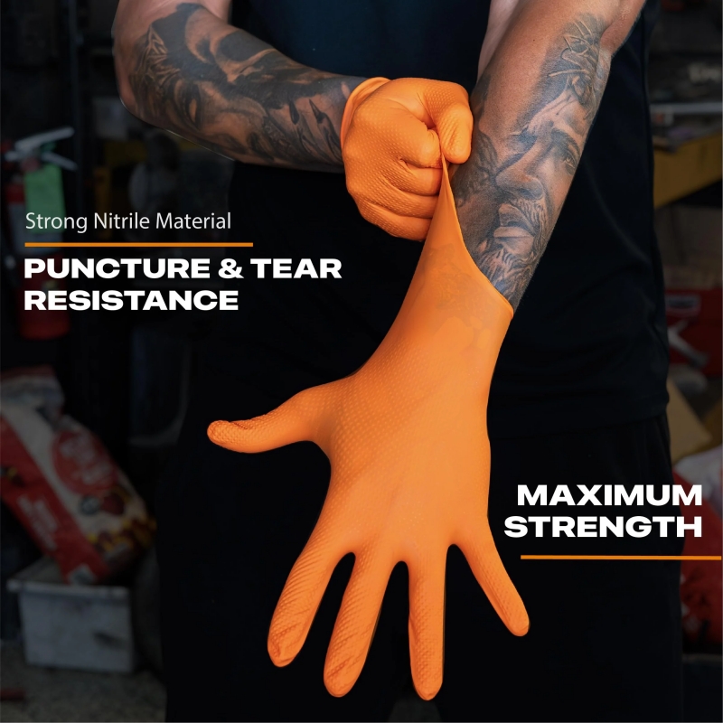 Heavy Duty Orange Nitrile Glov - Nitrile Mechanic Glove avis et prix