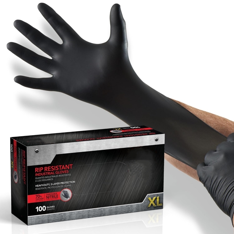 100PCS Black Nitrile Gloves Di - Nitrile Mechanic Glove avis et prix