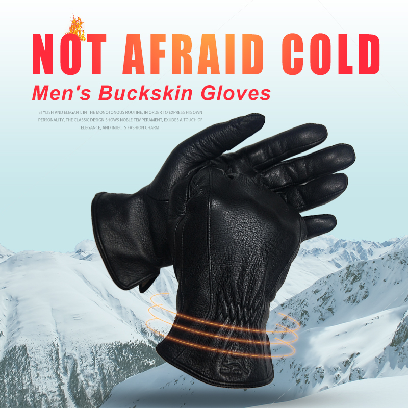  Winter Men's Black Buckskin  - Wool Glove Lined avis et prix
