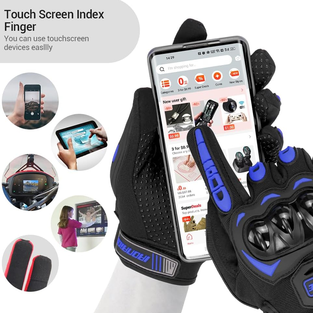 Men Motorcycle Gloves Touch Sc - Motorcycle Glove Knuckle avis et prix