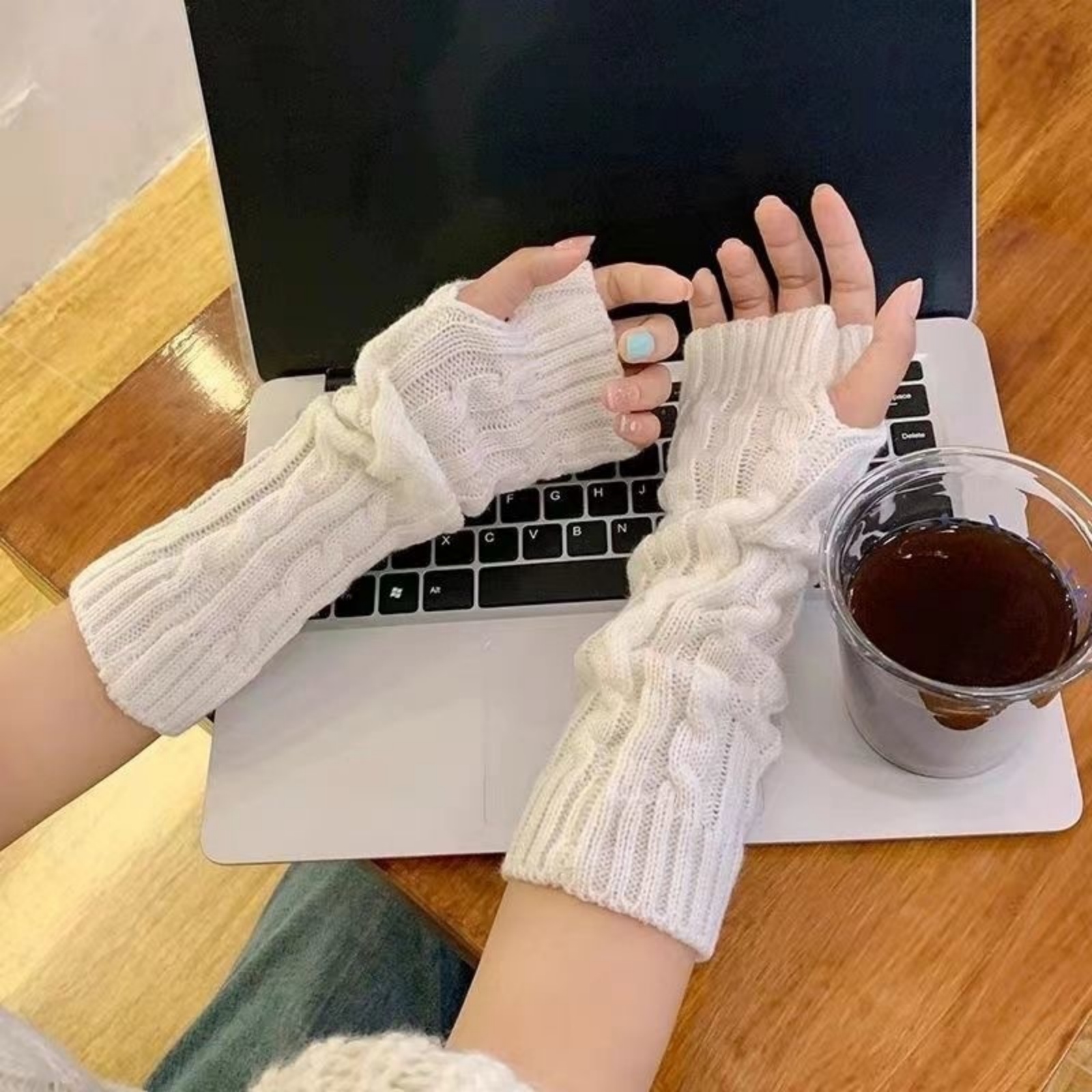 2PCS Cable Knit Fingerless Glo - Fingerless Glove Knit avis et prix