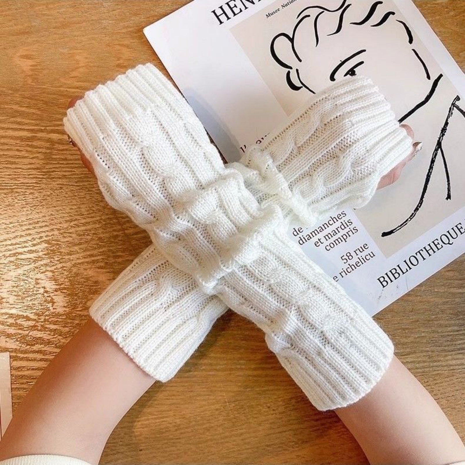 2PCS Cable Knit Fingerless Glo - Fingerless Glove Knit avis et prix