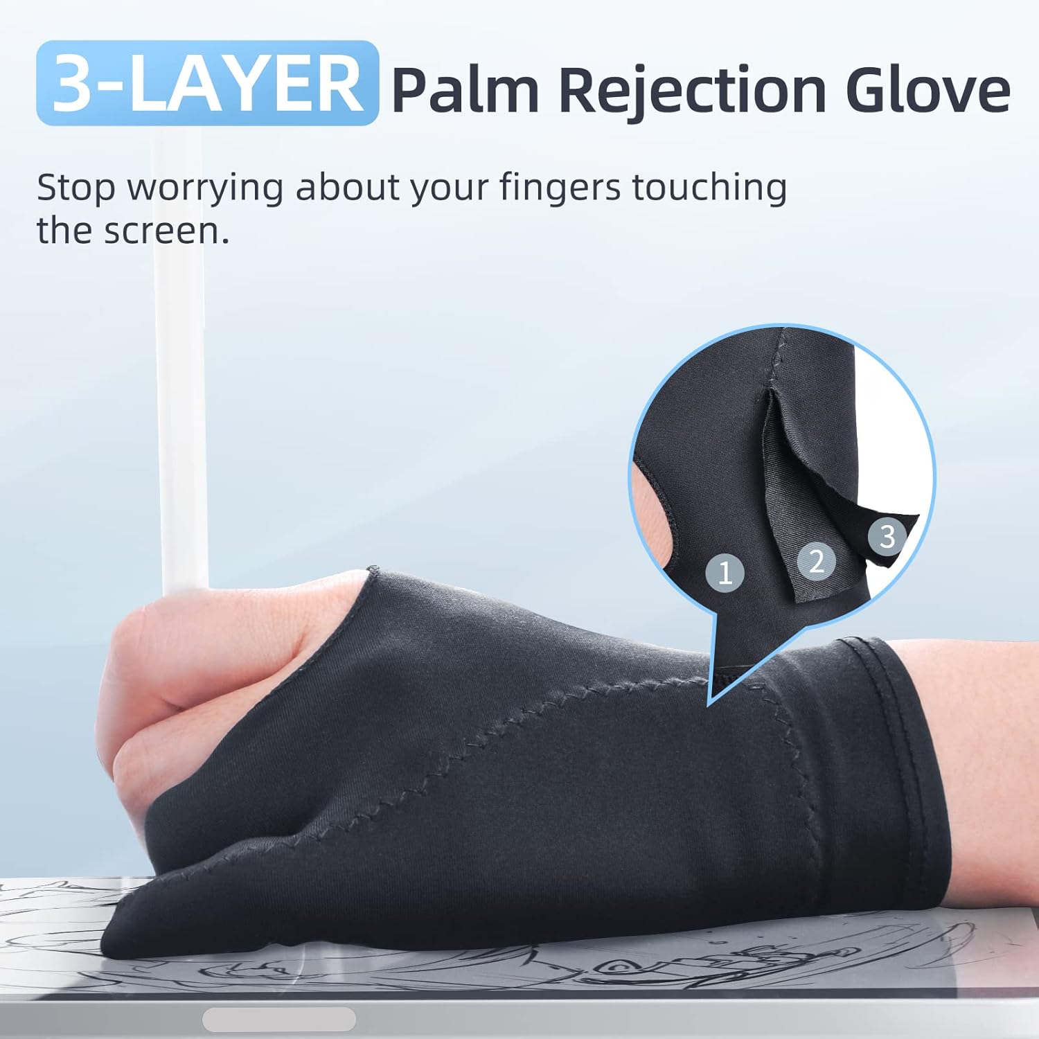 2-Pack Drawing Glove with Palm - Touchscreen Glove Capacitive avis et prix